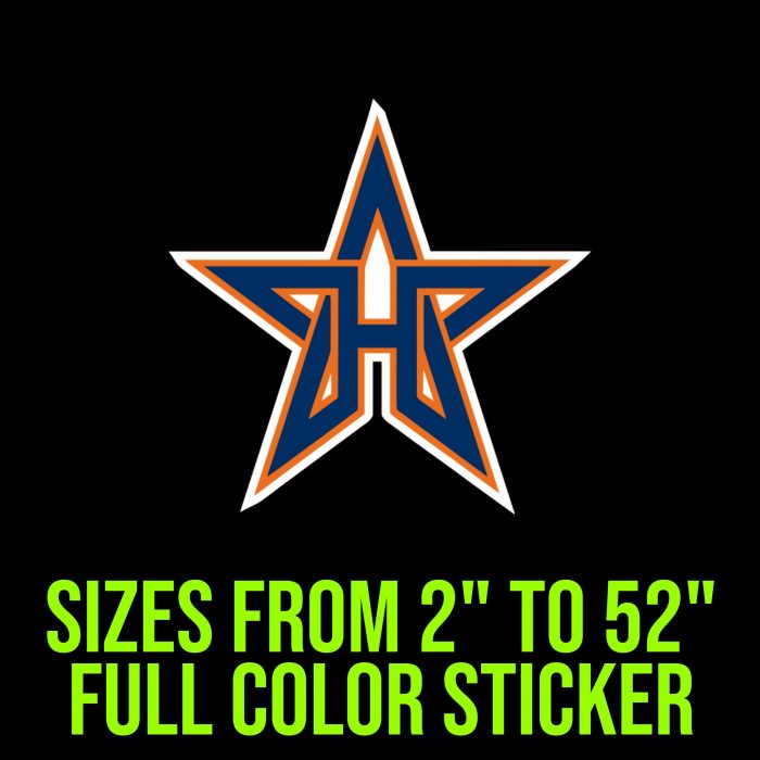 Houston Astros - Star - Full Color Vinyl Sticker - Custom Size