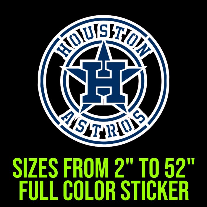 Houston Astros - Blue and white Circle With Name - Full Color Vinyl Sticker - Custom Size