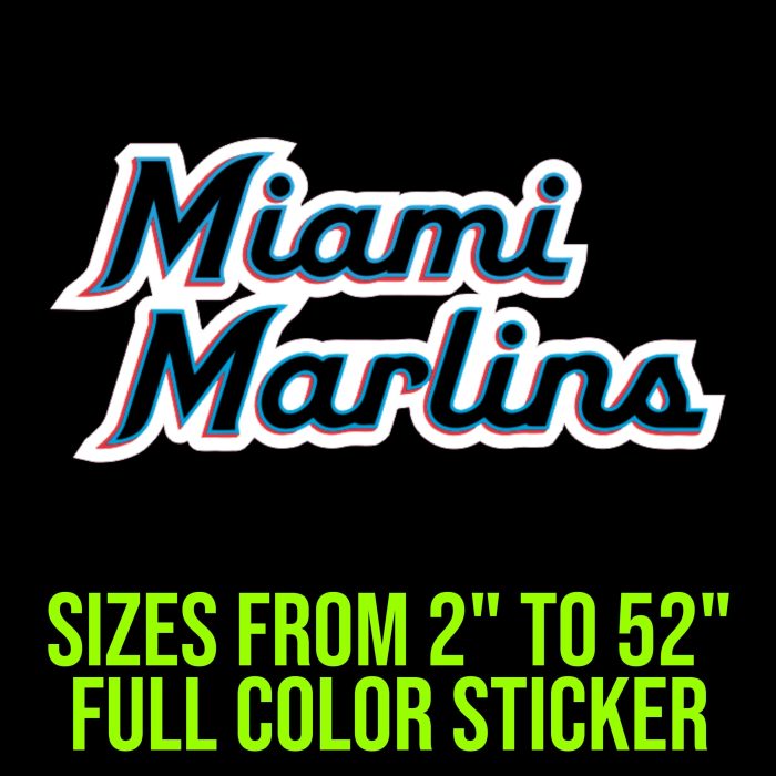 Miami Marlins - Name - Full Color Vinyl Sticker - Custom Size