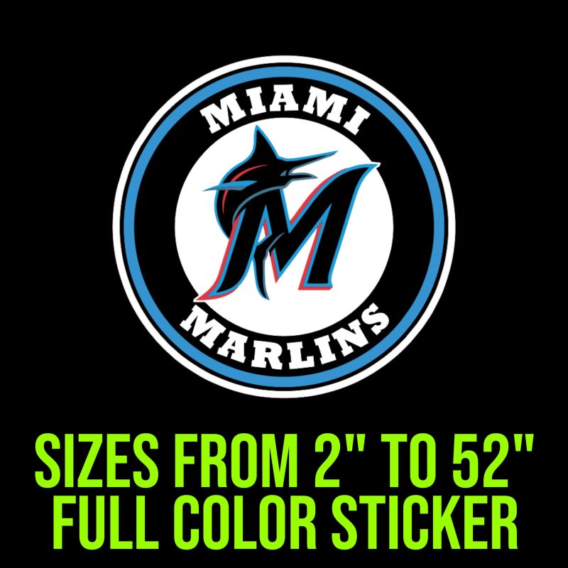 Miami Marlins - Circle Black M - Full Color Vinyl Sticker - Custom Size