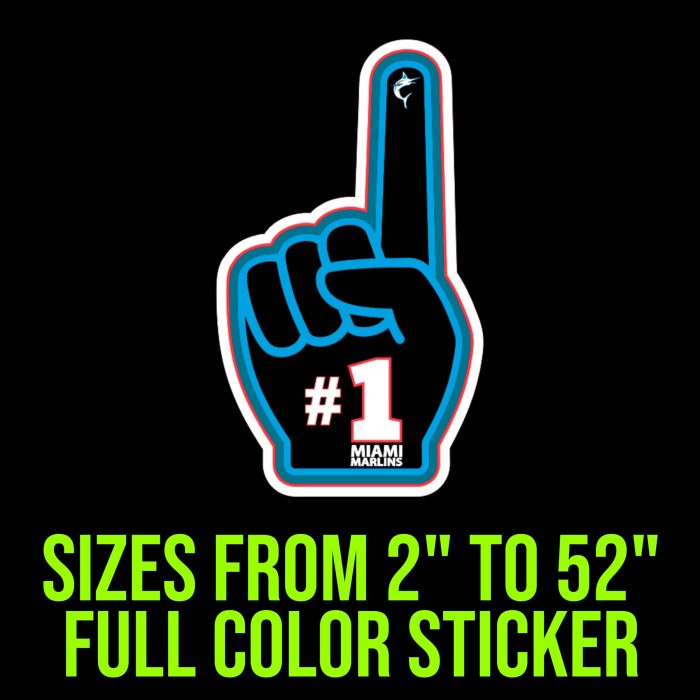Miami Marlins - Number #1 - Full Color Vinyl Sticker - Custom Size