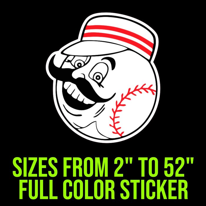 Cincinnati Reds - Mr. Redlegs Head - Full Color Vinyl Sticker - Custom Size