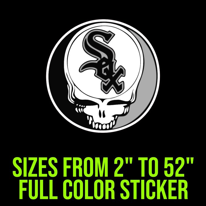 Chicago White Sox - Skull Circle - Full Color Vinyl Sticker - Custom Size
