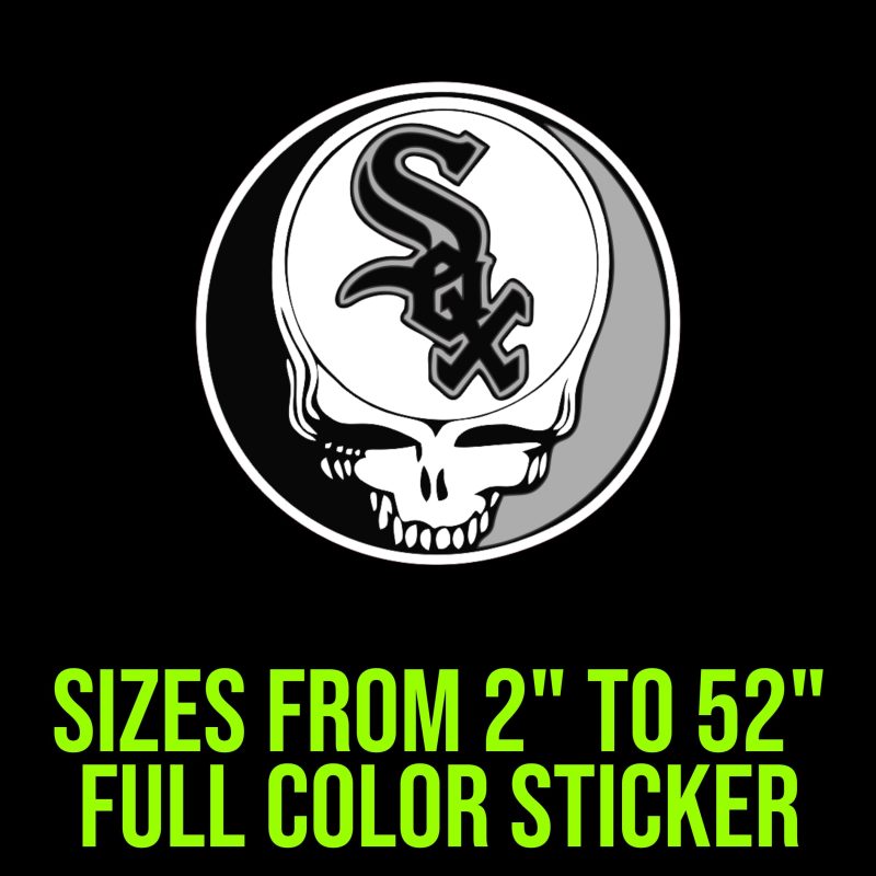 Chicago White Sox - Skull Circle - Full Color Vinyl Sticker - Custom Size