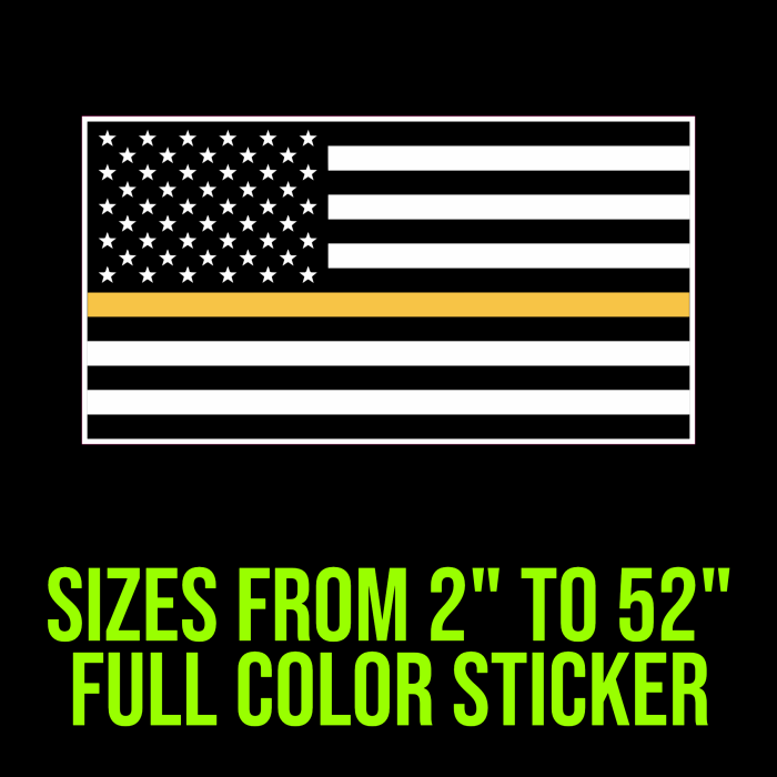 Gold Line American Flag Full Color Vinyl Decal - custom size