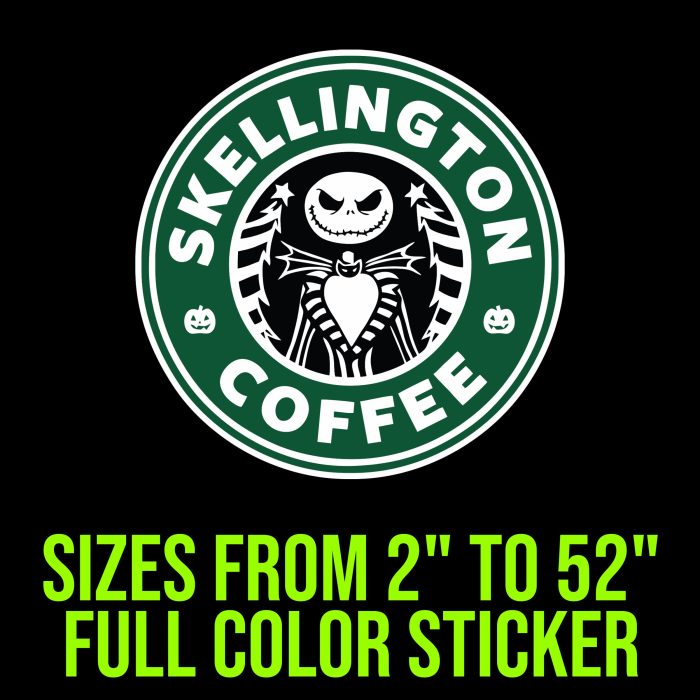 Jack Skellington Coffee Full Color Vinyl Decal - Custom Size