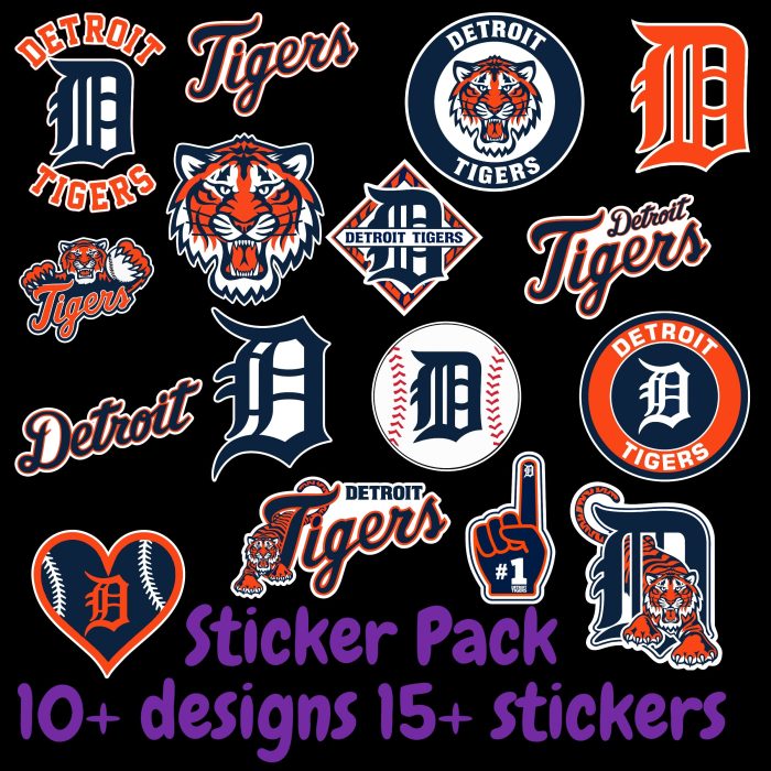 Detroit Tigers Sticker Pack; Hydroflask decal ; Laptop Decal ; Yeti Decal;  Cell phone Decal;  Vinyl Car Decal- Custom Size