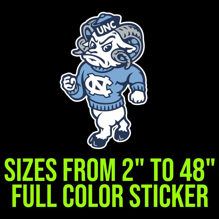 North Carolina Tar Heels Full Color Vinyl Decal - Custom Size