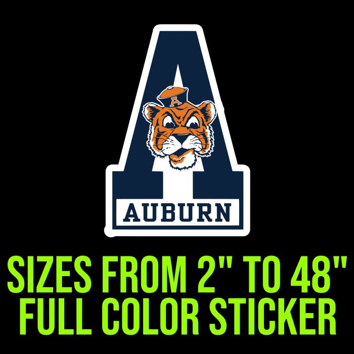 Auburn Tigers Full Color Vinyl Decal - Custom Size