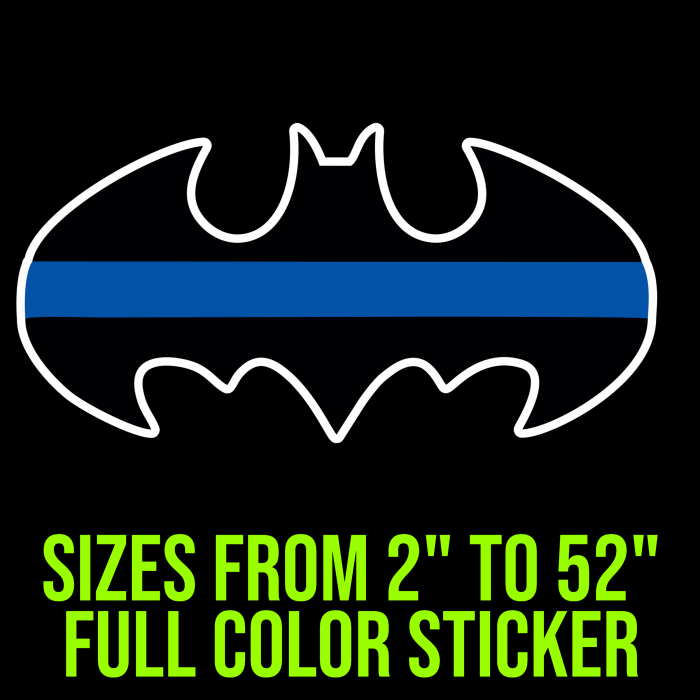 Batman Blue Line Full Color Vinyl Decal - custom size