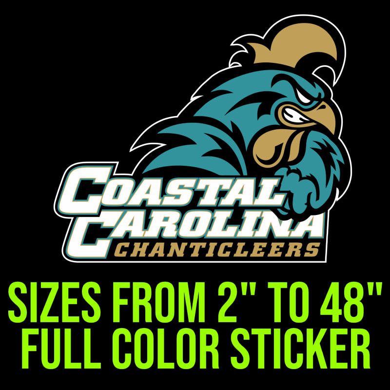 Coastal Carolina Chanticleers Full Color Vinyl Decal - Custom Size