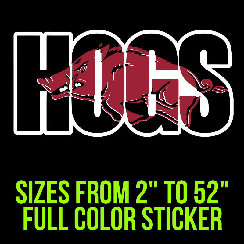 Arkansas Razorbacks Full Color Vinyl Decal - Custom Size