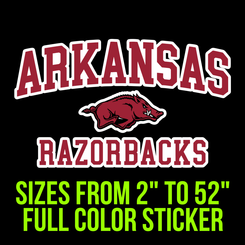 Arkansas Razorbacks Full Color Vinyl Decal - Custom Size