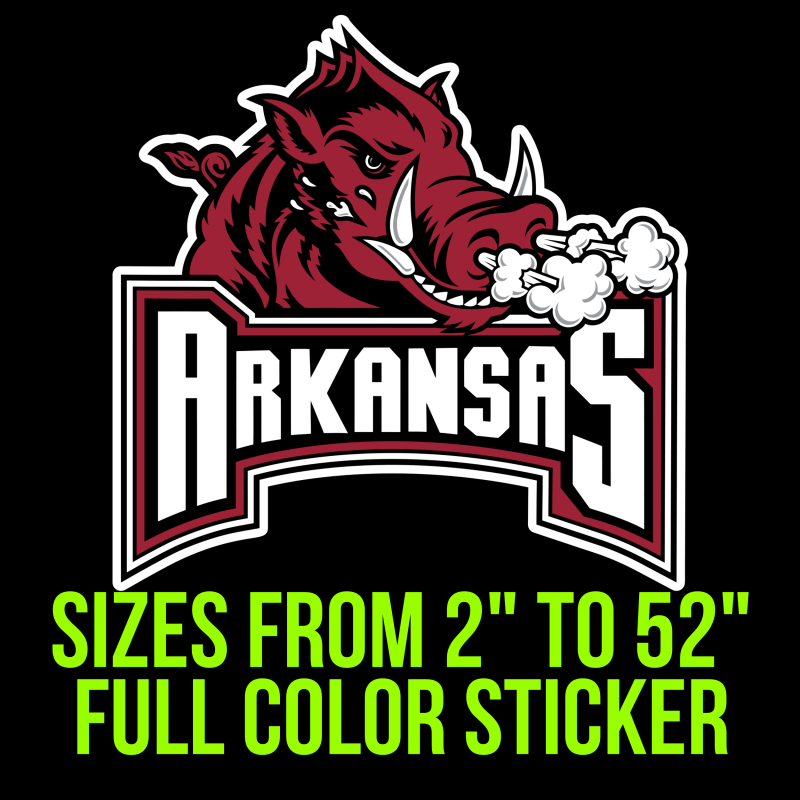 Arkansas Razorbacks Full Color Vinyl Decal - Custom Size