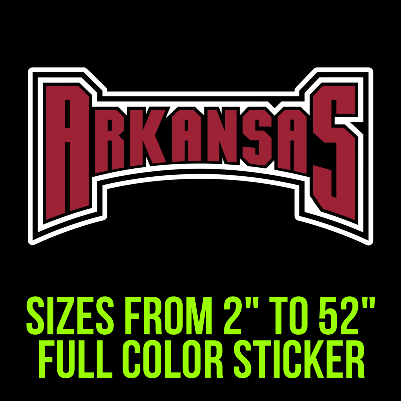 Arkansas Razorbacks Full Color Vinyl Decal - Custom Size