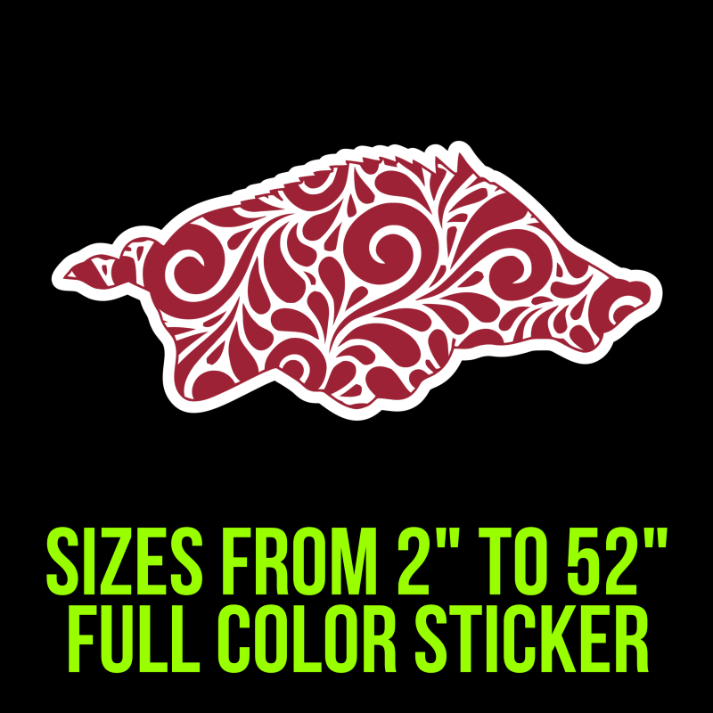 Arkansas Razorbacks Full Color Vinyl Decal - Custom Size