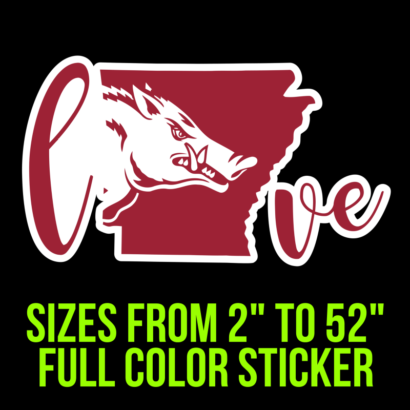 Arkansas Razorbacks Full Color Vinyl Decal - Custom Size