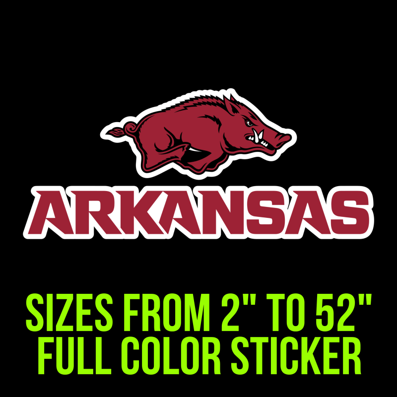Arkansas Razorbacks Full Color Vinyl Decal - Custom Size