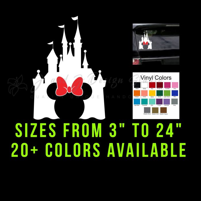 Minnie Mouse Disney Castle Vinyl Decal - Custom Size