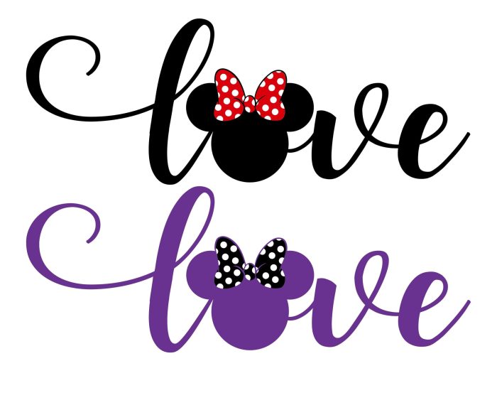 Minnie Mouse Cursive Love Vinyl Decal - Custom Size - Image 8
