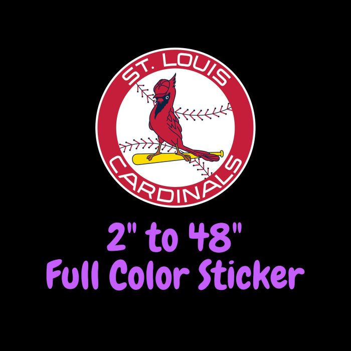St. Louis Cardinals - Circle With Baseball And Bird In Middle - Full Color Vinyl Sticker - Custom Size