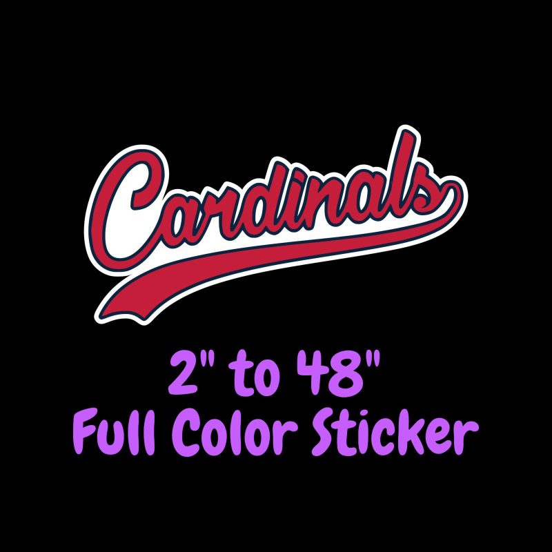 St. Louis Cardinals - Cardinals Cursive - Full Color Vinyl Sticker - Custom Size
