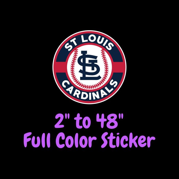 St. Louis Cardinals - Circle With Baseball In Middle - Full Color Vinyl Sticker - Custom Size