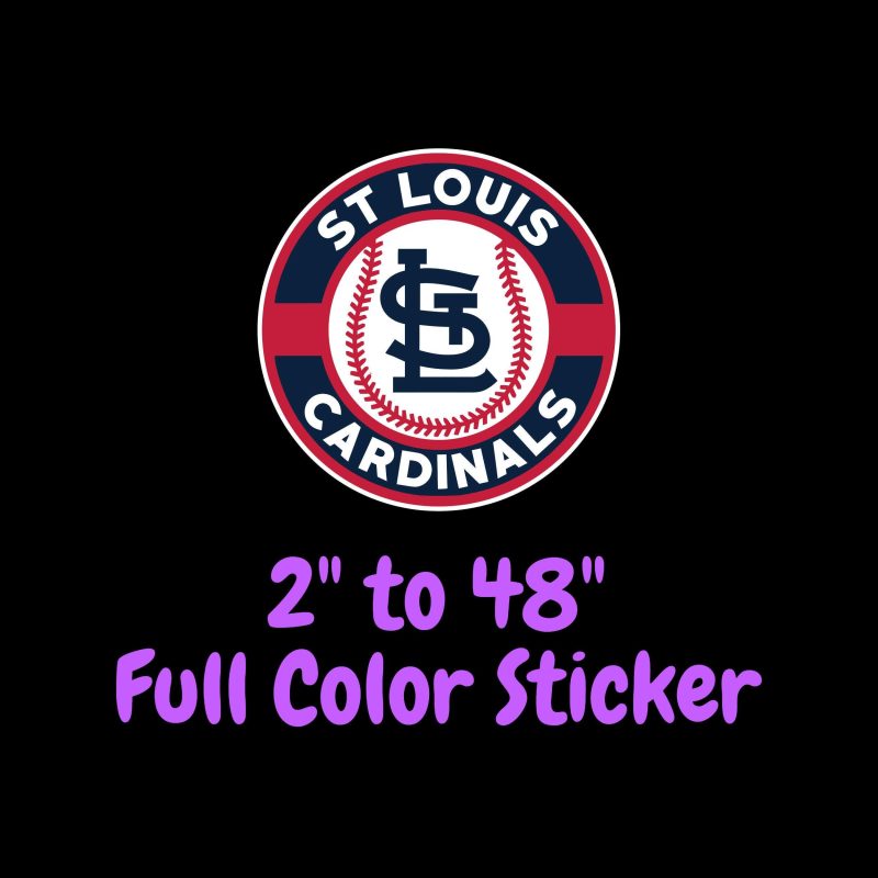 St. Louis Cardinals - Circle With Baseball In Middle - Full Color Vinyl Sticker - Custom Size