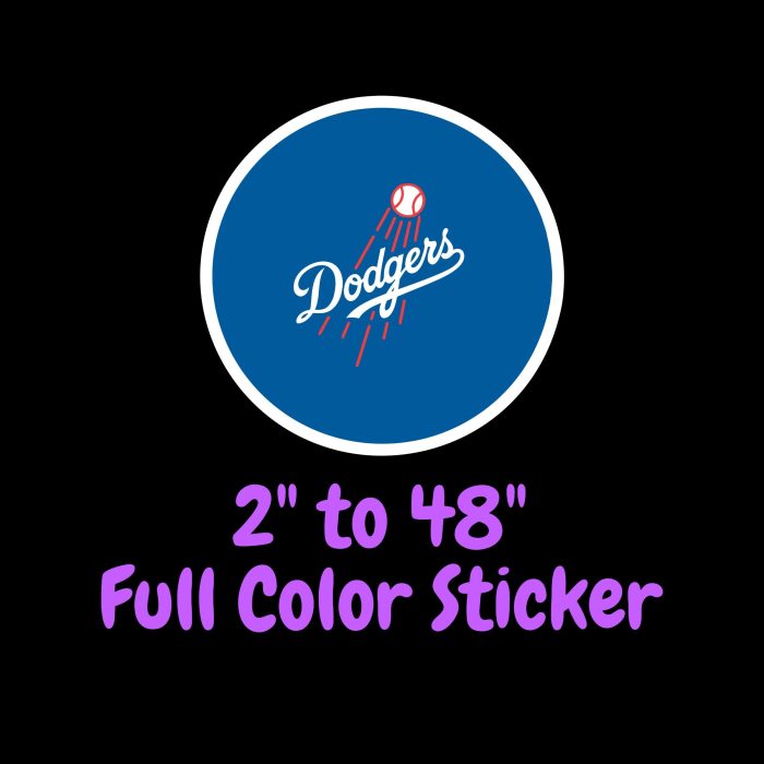 Los Angeles Dodgers - Blue Circle With Dodgers in Middle - Full Color Vinyl Sticker - Custom Size