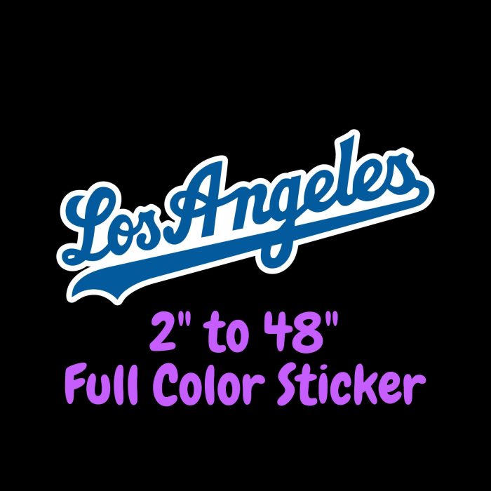 Los Angeles Dodgers - Cursive Los Angeles - Full Color Vinyl Sticker - Custom Size