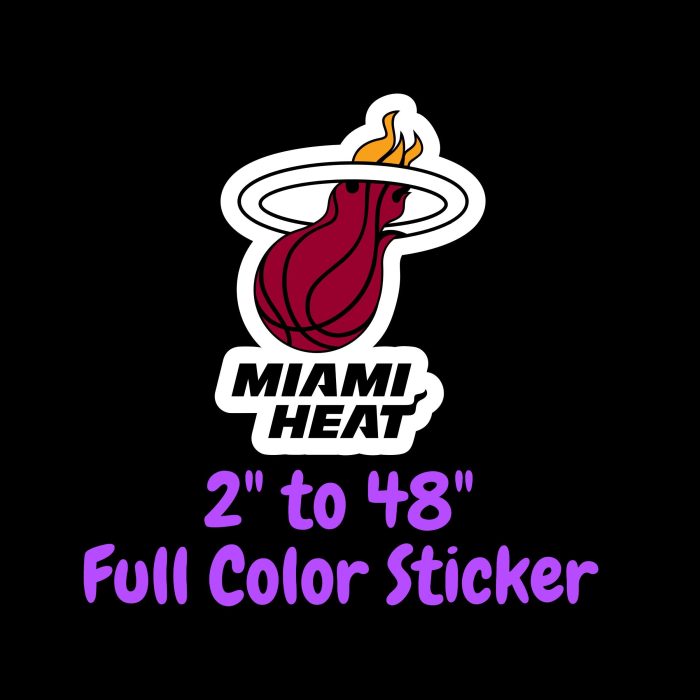 Miami Heat Full Color Vinyl Sticker - Custom Size