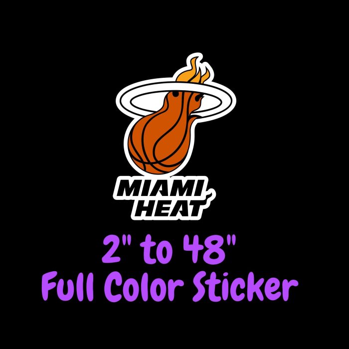 Miami Heat Full Color Vinyl Sticker - Custom Size