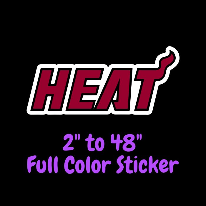 Miami Heat Full Color Vinyl Sticker - Custom Size