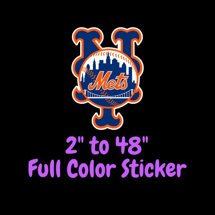 New York Mets - NY With Blue City - Full Color Vinyl Sticker - Custom Size