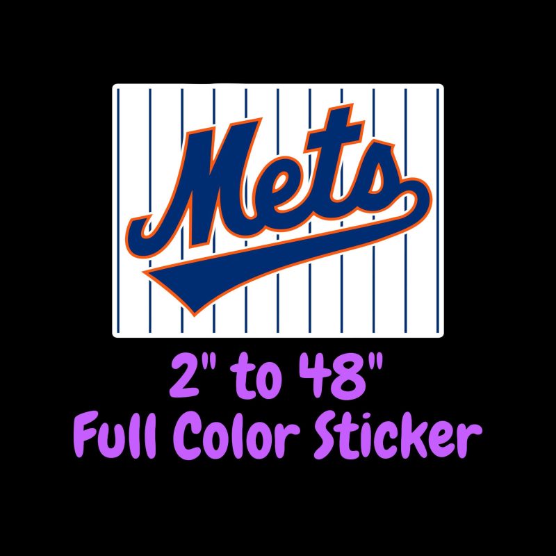 New York Mets - Square with stripes - Full Color Vinyl Sticker - Custom Size