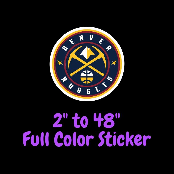 Denver Nuggets Full Color Vinyl Sticker - Custom Size
