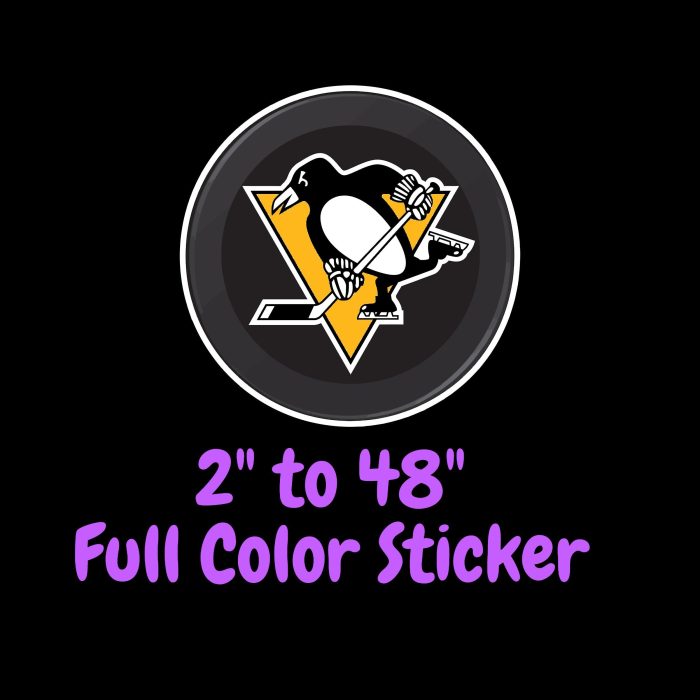 Pittsburgh Penguins - Hockey Puck - Full Color Vinyl Sticker - Custom Size