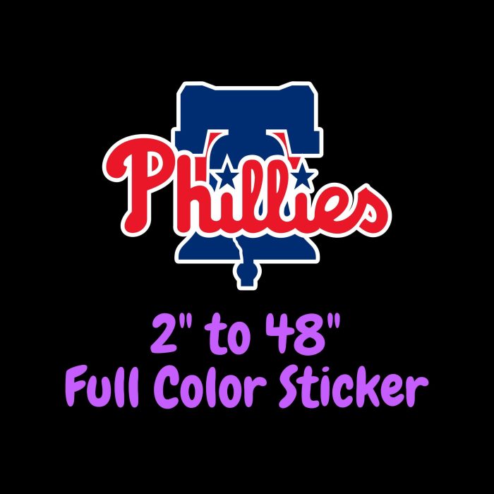 Philadelphia Phillies - Phillies With Bell - Full Color Vinyl Sticker - Custom Size