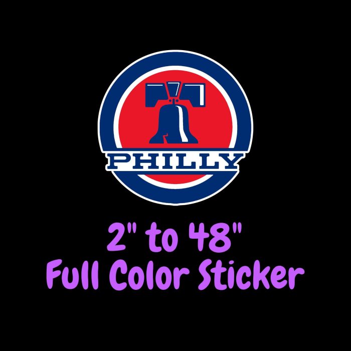 Philadelphia Phillies - Circle With Bell - Full Color Vinyl Sticker - Custom Size