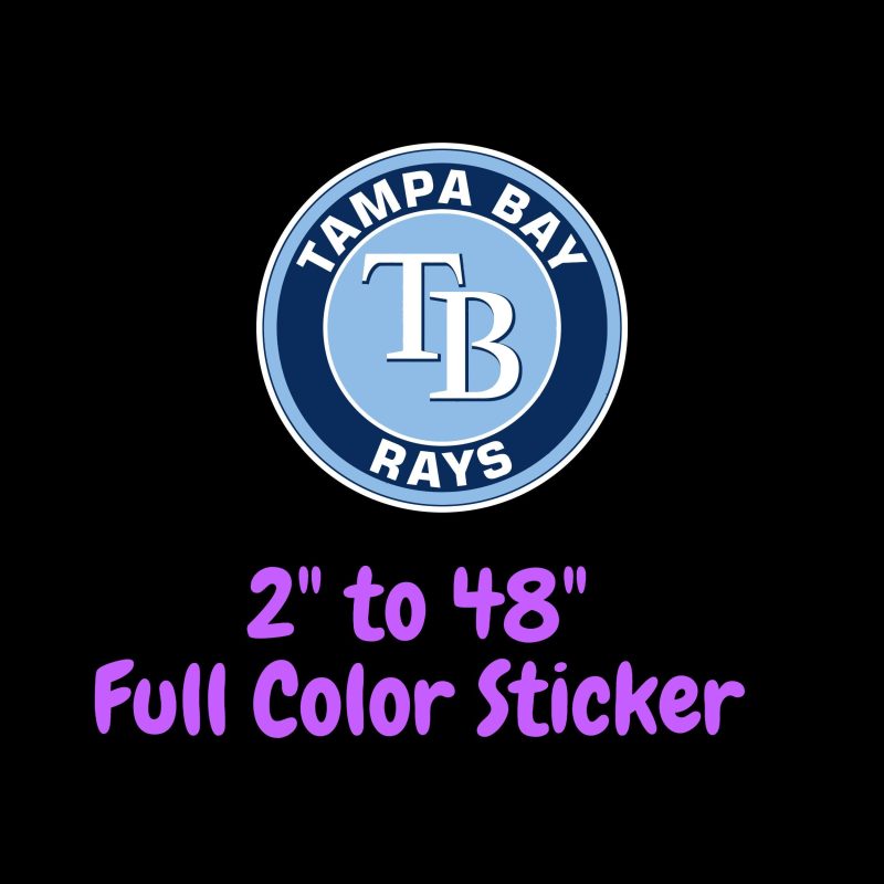 Tampa Bay Rays - Circle With Name - Full Color Vinyl Sticker - Custom Size