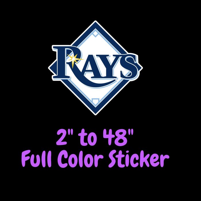 Tampa Bay Rays - Plate With Rays - Full Color Vinyl Sticker - Custom Size