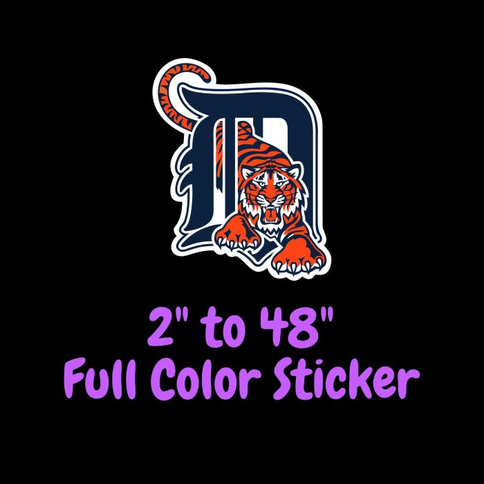 Detroit Tigers - Tiger With D - Full Color Vinyl Sticker - Custom Size