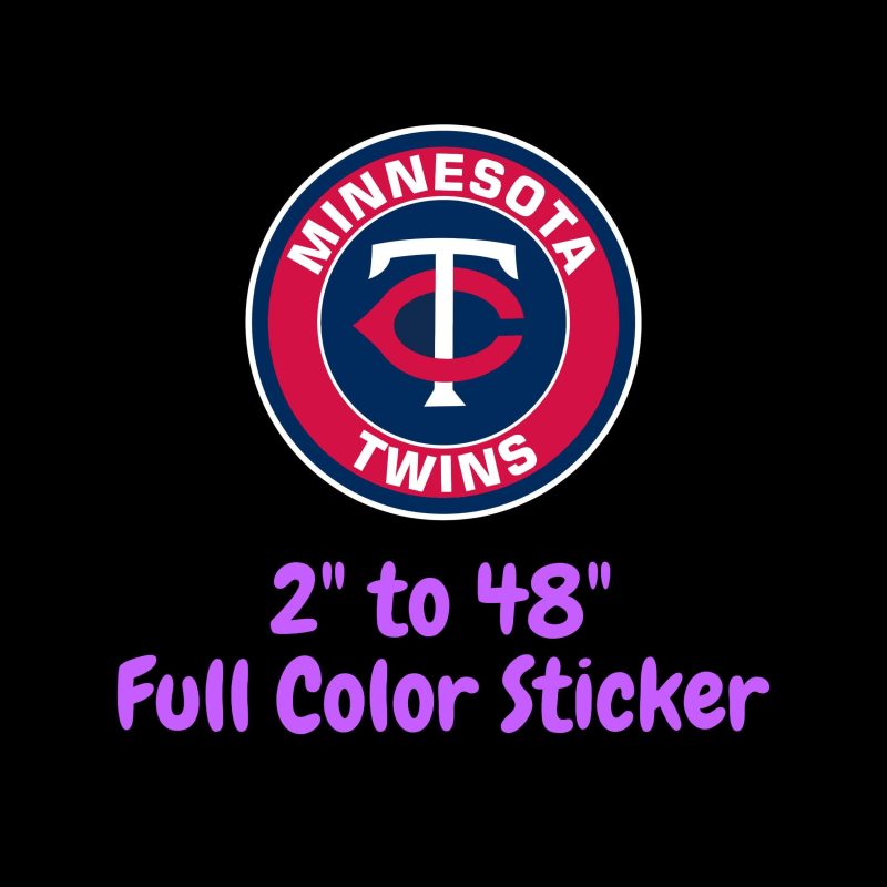 Minnesota Twins - Circle With TC And Name - Full Color Vinyl Sticker - Custom Size