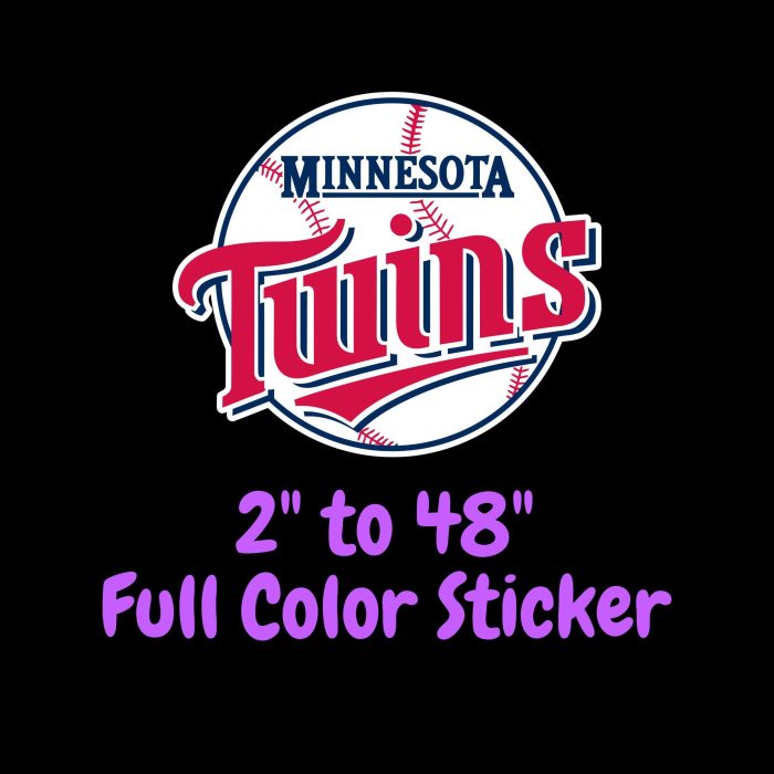 Minnesota Twins - Baseball With Name - Full Color Vinyl Sticker - Custom Size