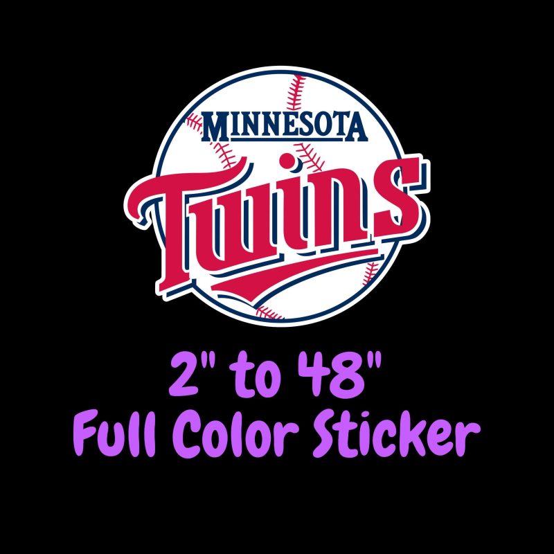 Minnesota Twins - Baseball With Name - Full Color Vinyl Sticker - Custom Size