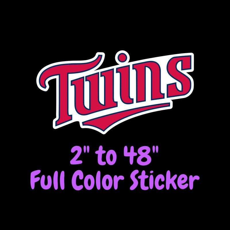 Minnesota Twins - Twins Cursive - Full Color Vinyl Sticker - Custom Size