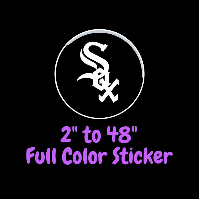 Chicago White Sox - Black Circle With White Sox - Full Color Vinyl Sticker - Custom Size
