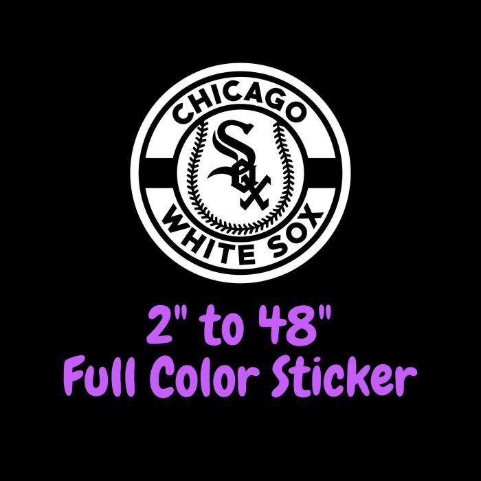 Chicago White Sox - White And Black Circle - Full Color Vinyl Sticker - Custom Size