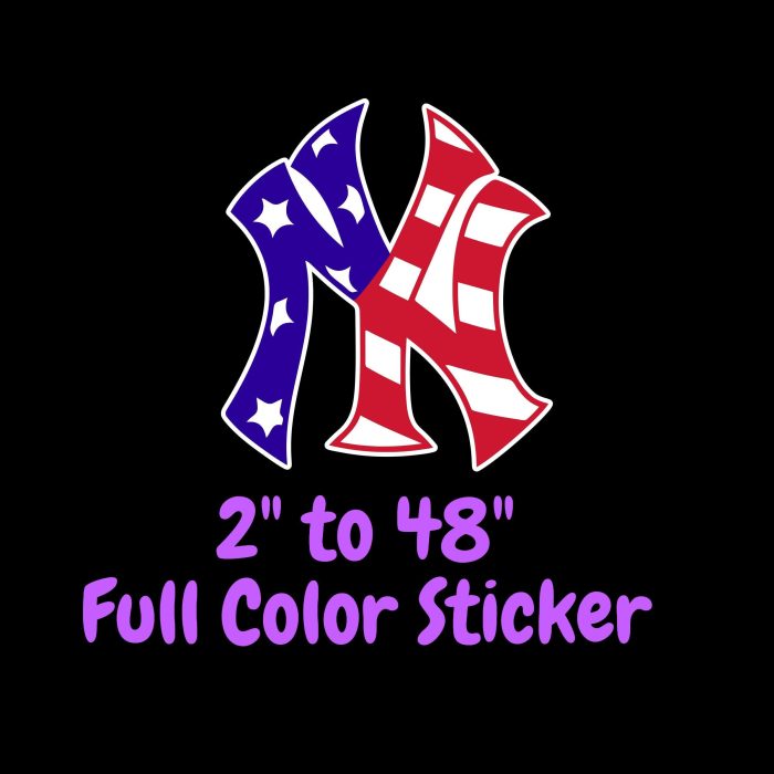 New York Yankees - American Flag NY - Full Color Vinyl Sticker - Custom Size