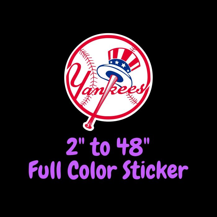 New York Yankees - Baseball With Yankees - Full Color Vinyl Sticker - Custom Size